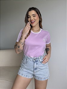 T-SHIRT ADIDAS LISTRAS COM PUNHO - ROXO POESIA