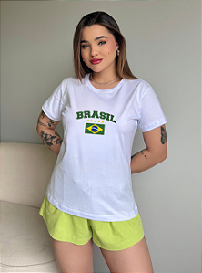 T-SHIRT DTF BRASIL 5 ESTRELAS - BRANCO
