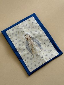 T-SHIRT DTF NOSSA SENHORA FLORAL - AZUL BIC