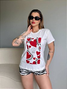 T-SHIRT DTF CORAÇÕES FARM - OFF WHITE