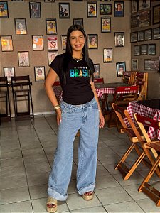 T-SHIRT DTF BRASIL 5 ESTRELAS - PRETO