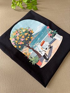 T-SHIRT DTF SCOOTER PAISAGEM - PRETO