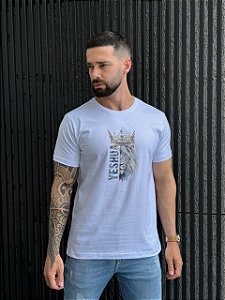 CAMISETA MASCULINA DTF  LEÃO YESHUA  - BRANCO