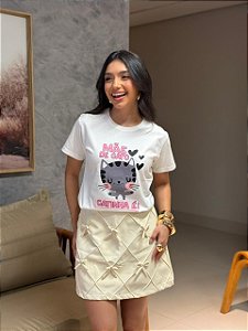 T-SHIRT DTF MÃE DE GATO - OFF WHITE