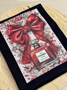 T-SHIRT DTF  CHANEL LAÇO - PRETO