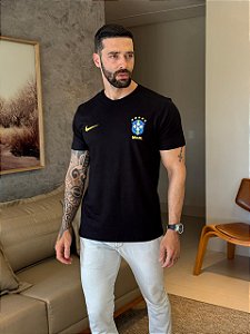 CAMISETA MASCULINA BRASIL (BORDADO) - PRETO