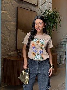 T-SHIRT DTF A FELICIDADE É UM HABITO - BEGE DUNAS