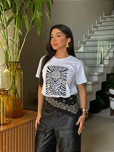 T-SHIRT DTF ONÇA PARDA BRANCA - BRANCO