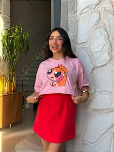 CROPPED OVERSIZED DTF FLORZINHA - ROSA CLARO