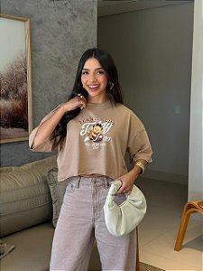 CROPPED OVERSIZED DTF URSINHO TEDDY - CAPUCCINO