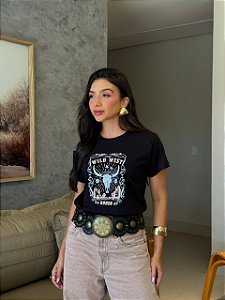 T-SHIRT DTF WILD WEST RODEO - PRETO