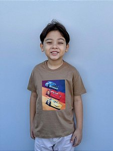 T-SHIRT INFANTIL DTF CARROS - MARROM TERRA