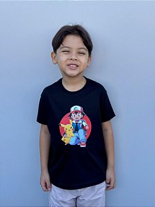 T-SHIRT INFANTIL DTF POKEMON - PRETO