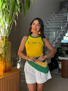 REGATA CANELADA BRASIL COLORS (BICOLOR) - AMARELO