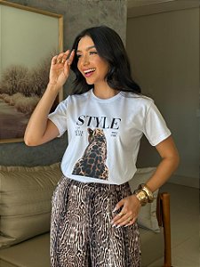 T-SHIRT DTF ONÇA STYLE - BRANCO
