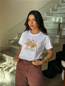 T-SHIRT DTF ONÇA WILDLIFE - BRANCO