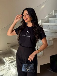 T-SHIRT DTF DEUS TEM PLANOS - PRETO
