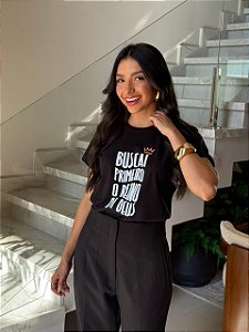 T-SHIRT DTF BUSCAI PRIMEIRO O REINO DE DEUS - PRETO