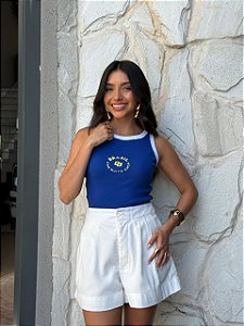 REGATA CANELADA COLCCI BRASIL COM MUITO AMOR - AZUL BIC
