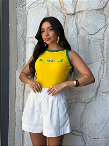 REGATA CANELADA COLCCI BRASIL - AMARELO