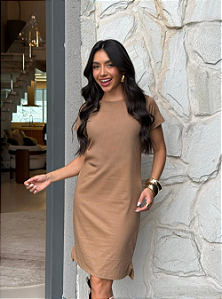 VESTIDO DRESS LISO - MARROM TERRA