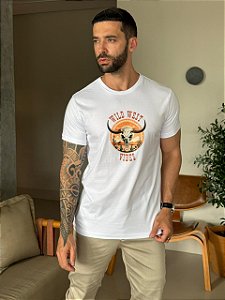 CAMISETA MASCULINA DTF WILD WEST VIBES - BRANCO