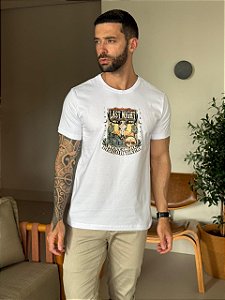 CAMISETA MASCULINA DTF LAST NIGHT - BRANCO