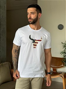 CAMISETA MASCULINA DTF TEXAS BULL - BRANCO