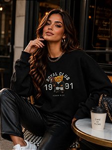 MOLETOM DTF URSO ROYAL CLUB - PRETO