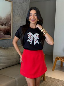 T-SHIRT DTF LAÇO CORAÇÕES - PRETO