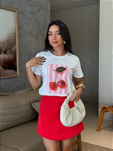 T-SHIRT DTF CEREJA LISTRAS - OFF WHITE