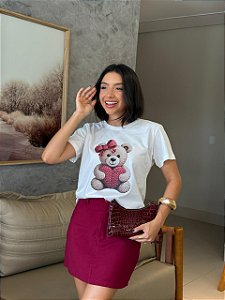 T-SHIRT DTF URSO CROCHÊ - OFF WHITE