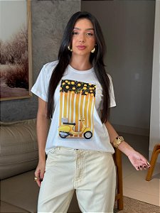 T-SHIRT DTF SCOOTER AMARELA - OFF WHITE