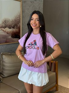 T-SHIRT DTF ADIDAS FLORES - LAVANDA