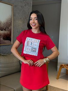 T-SHIRT DTF MOSAICO FUNDO DO MAR - VERMELHO