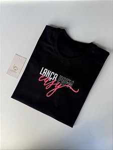 T-SHIRT LANÇA PERFUME EASY ( BRANCO/ROSA FLUOR) - PRETO