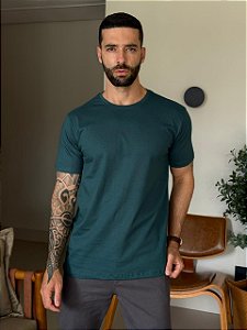 CAMISETA MASCULINA LISA - VERDE NOITE