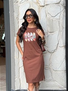 VESTIDO DRESS DTF CHAPEU,BOTA E CAVALO - MARROM