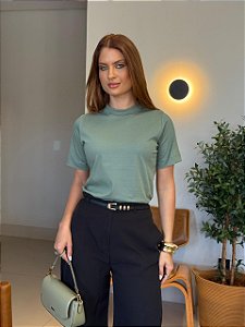 T-SHIRT GOLA ALTA LISA - VERDE ELEMENTARY