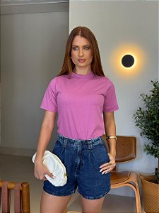 T-SHIRT GOLA ALTA LISA - ROXO MAGIC