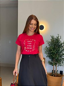 T-SHIRT DTF AGRADECER É A ARTE DE ATRAIR COISAS BOAS - VERMELHO