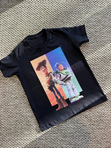 T-SHIRT INFANTIL DTF WOOD & BUZZ - PRETO
