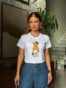 T-SHIRT DTF URSO BRASIL AMARELO - BRANCO