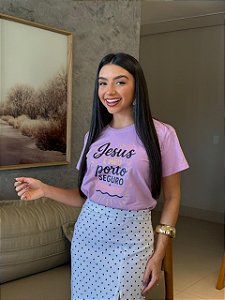T-SHIRT DTF JESUS É MEU PORTO SEGURO - LAVANDA