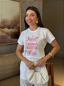 T-SHIRT DTF JESUS É CAMINHO A VERDADE E A VIDA - OFF WHITE