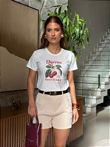 T-SHIRT DTF CHERRIES SWEET & JUICY - OFF WHITE