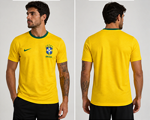 CAMISETA MASCULINA DRY COPA BICOLOR - AMARELO