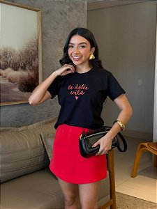 T-SHIRT DTF LA DOLCE VITA CORAÇÃO - PRETO