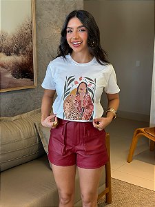 T-SHIRT DTF MULHER E ONÇA - OFF WHITE