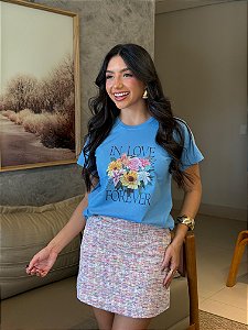 T-SHIRT DTF IN LOVE FOREVER - AZUL JEANS